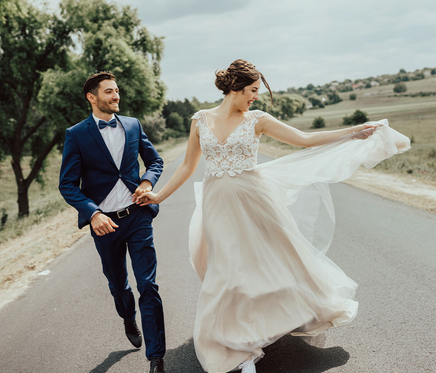 Brautpaar am Tag ihrer Hochzeit